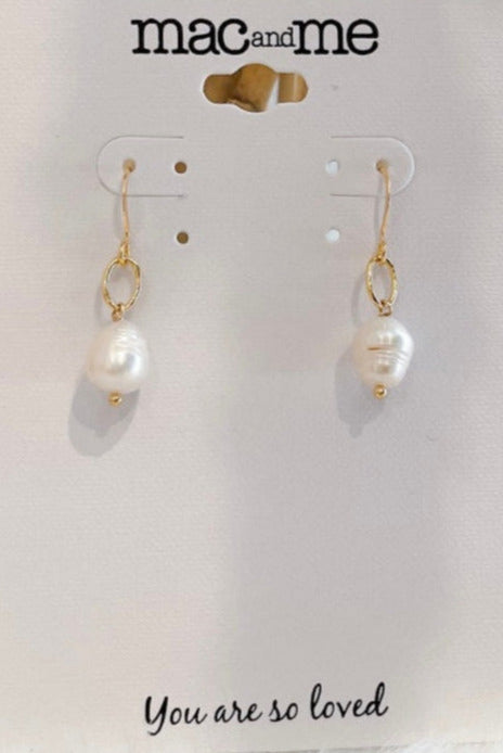 Mac and Me freshwater pearl French wire hook earrings with wrapped wire detail