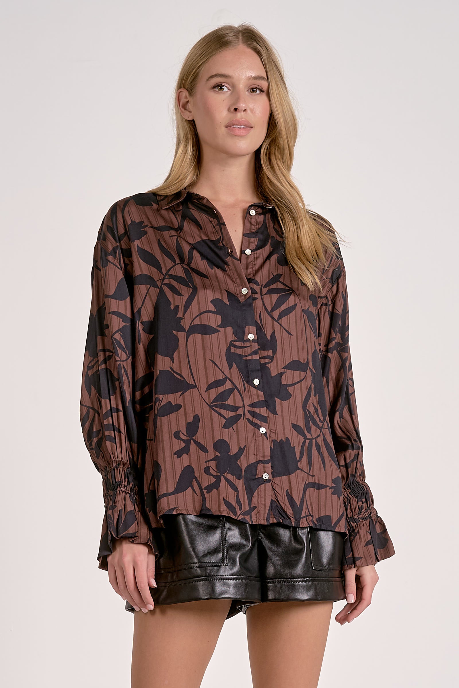 front of brown foliage blouse