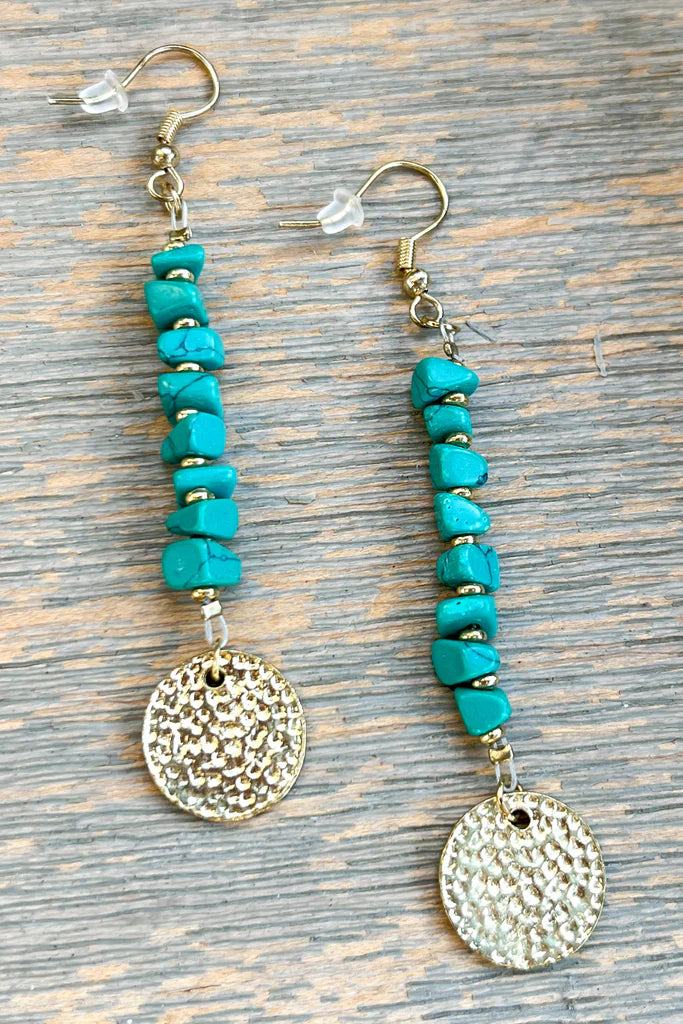 Pair of aquamarine beaded earrings with gold components