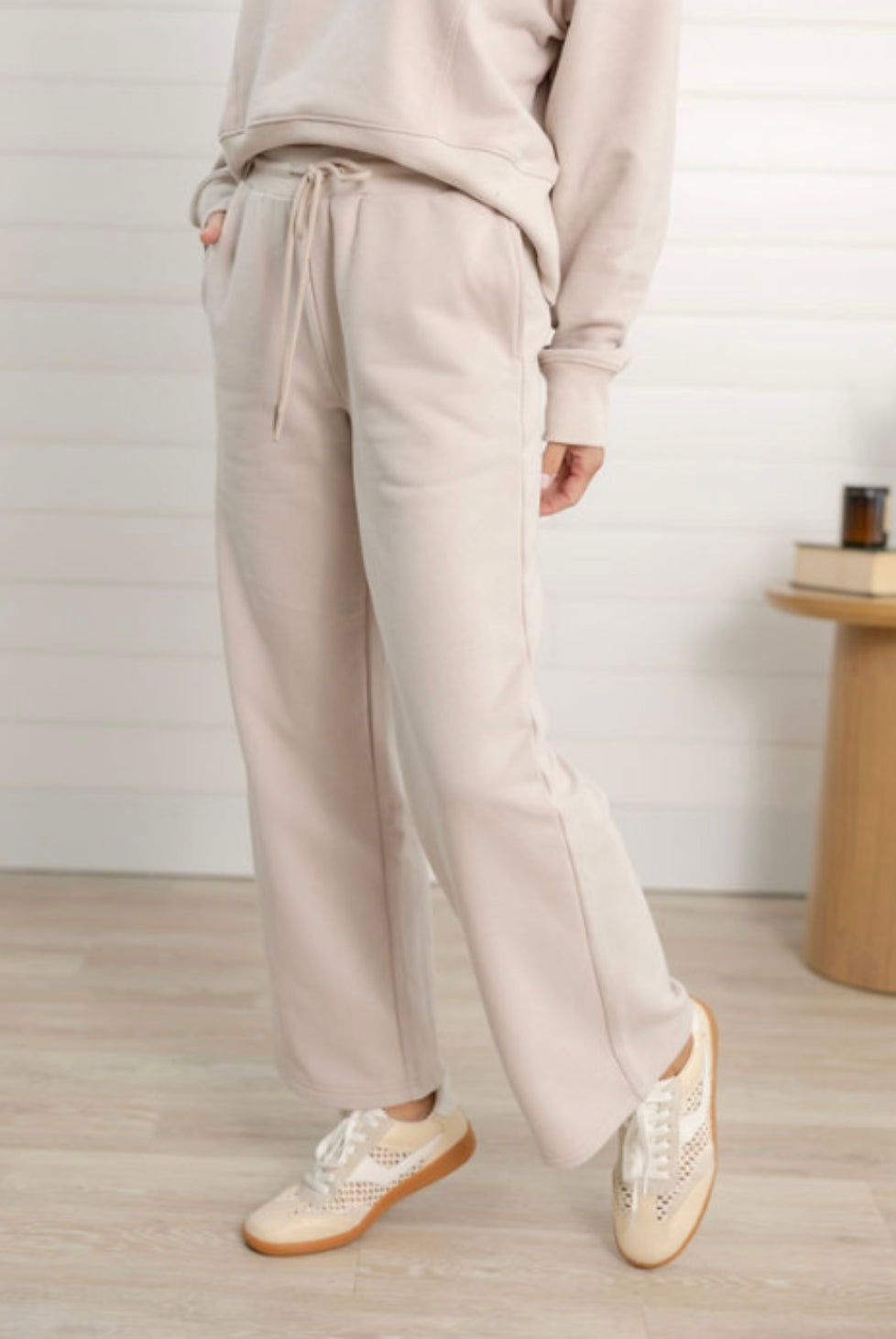 mac and me straight leg athleisure pants front view in moonstruck