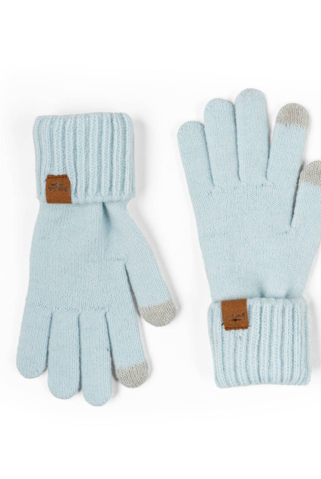 knit tech touchscreen gloves with cozy cuff detail in the color blue