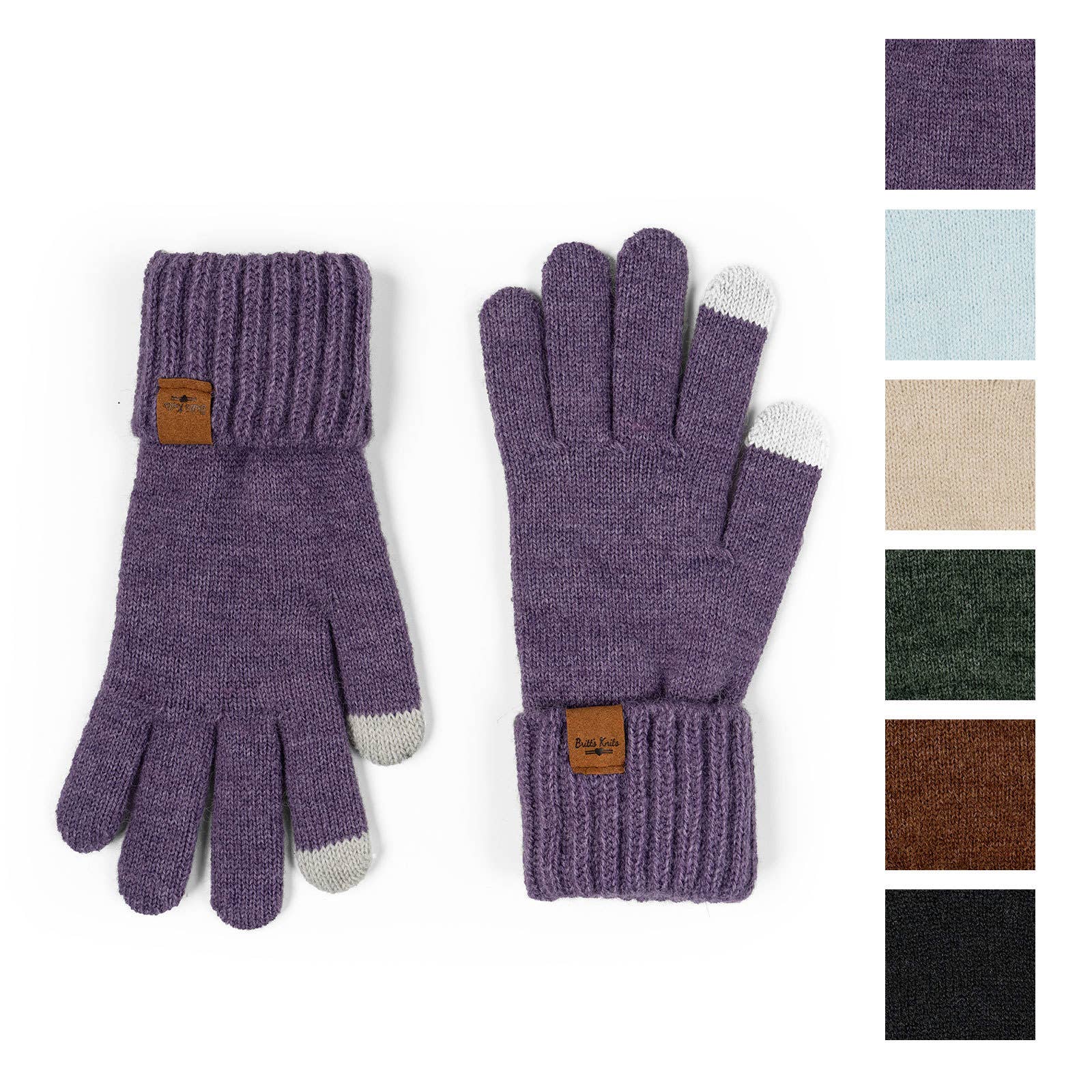 knit tech touchscreen gloves with cozy cuff detail in various colors