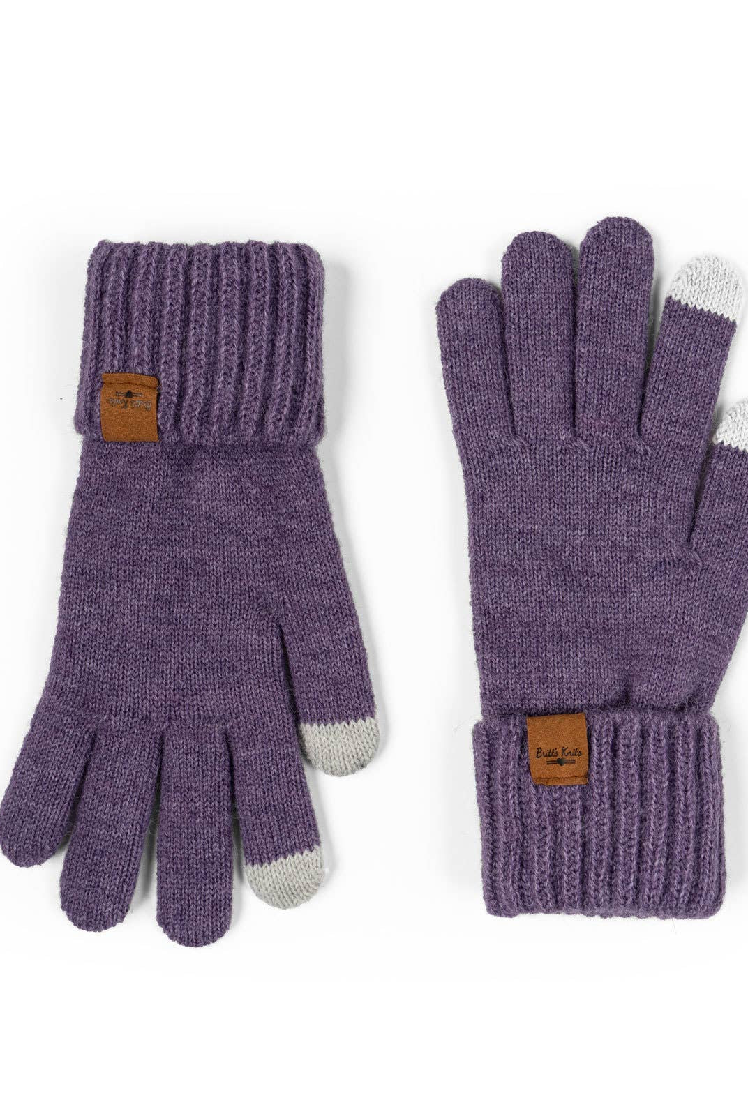 knit tech touchscreen gloves with cozy cuff detail in the color purple