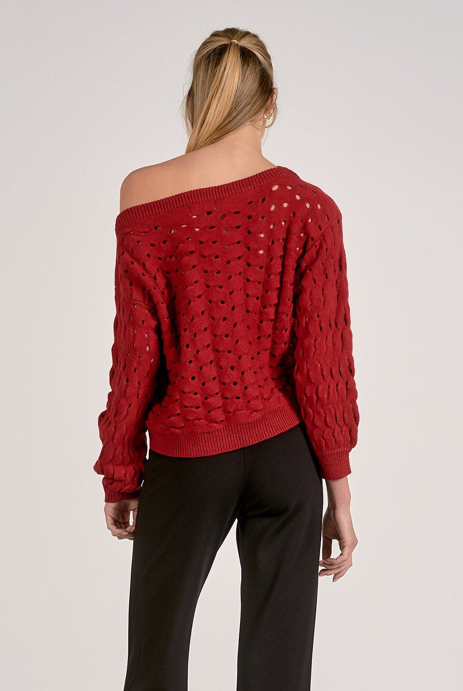 back of Relaxed fit open knit sweater
