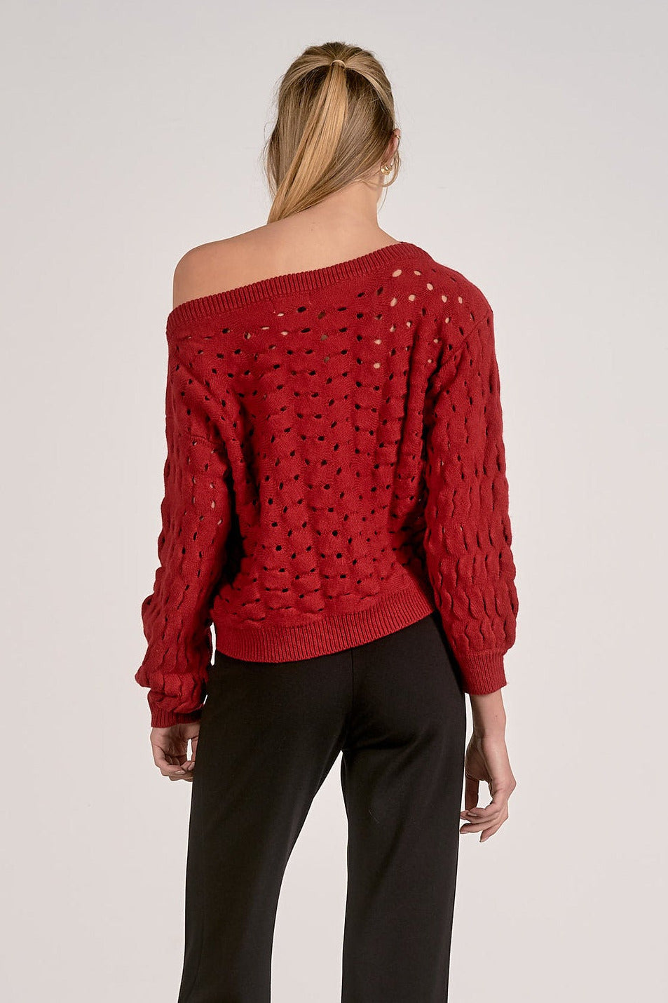 back of Relaxed fit open knit sweater