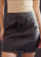 Washed Vegan Leather Skirt