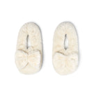 cream colored microwavable plush heated slippers with weighted spa bead upper