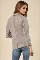 Toffee knit blazer with shirred sleeves back view