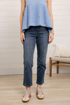 Front view of Mac and Me Blue Vintage slim straight denim