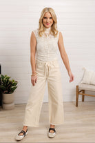 Mac and Me skyrise wide leg drawstring jeans frayed hem