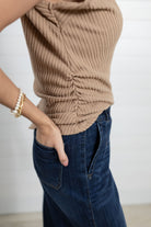 Details on the Mac and Me Funnel Neck Sleeveless Top