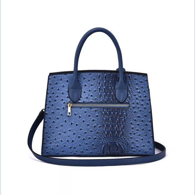 back of the virginia satchel in rich navy