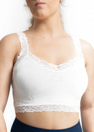 front of the ivory bralette with lace