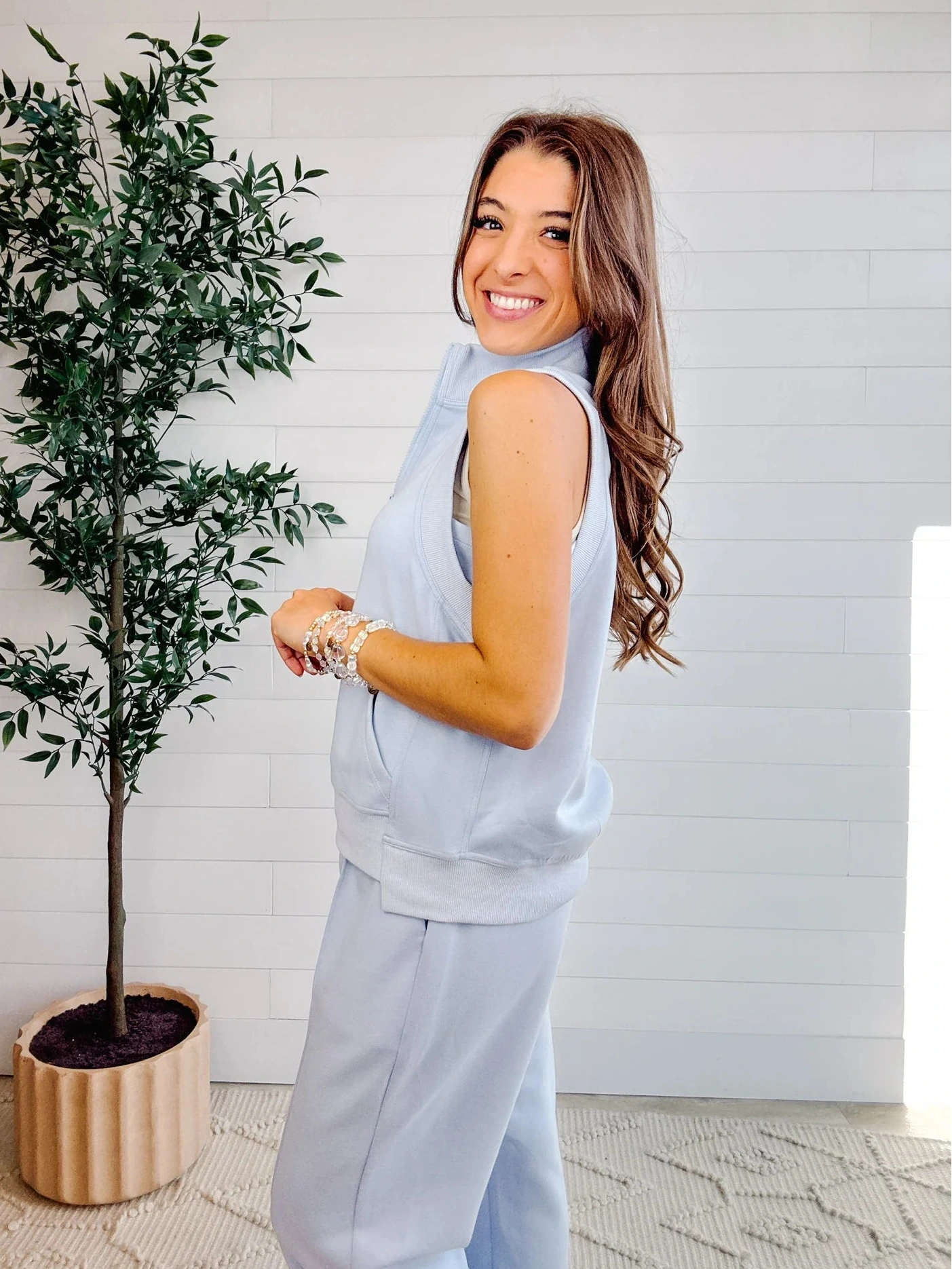 side of sporty sleeveless sweatshirt women relaxed fit boutique clothing