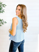 back of mac and me light blue knit tank flowy swing silhouette top