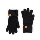knit tech touchscreen gloves with cozy cuff detail in the color black