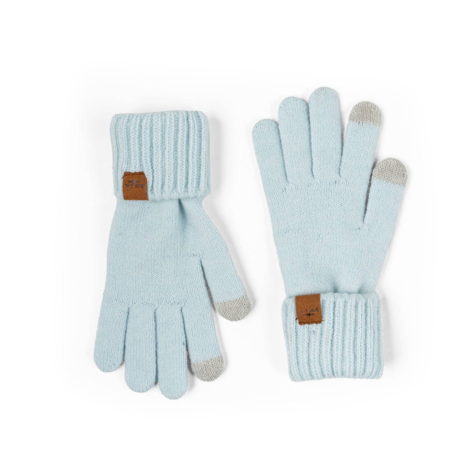 knit tech touchscreen gloves with cozy cuff detail in the color blue