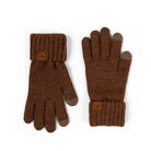 knit tech touchscreen gloves with cozy cuff detail in the color brown