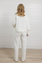 Mac and Me ivory wide leg pull on pant back view
