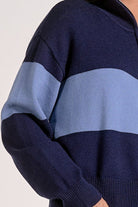 details of ribbed knit stripe sweater
