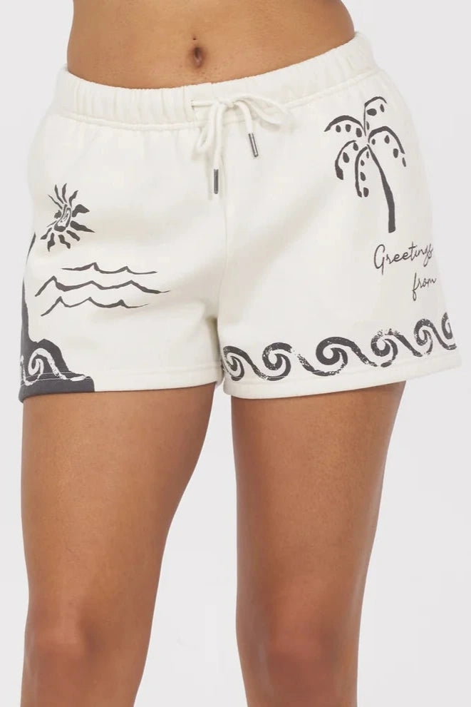 Sea Paradise soft surf wash shorts in vintage ivory at Mainstream Boutique Bloomington