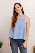 front of mac and me swing sweater top in light blue